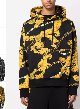 Versace/范思哲VJ 男士潮牌奢华印花连帽卫衣外套75GAI3C0 FS102