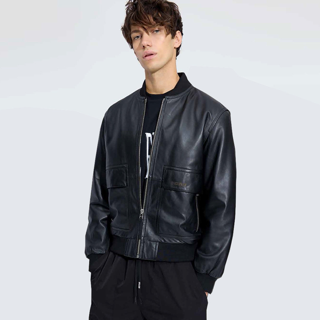 ICE PLAY 正品 男士时尚休闲潮牌真皮夹克外套皮衣 ZO21 6802