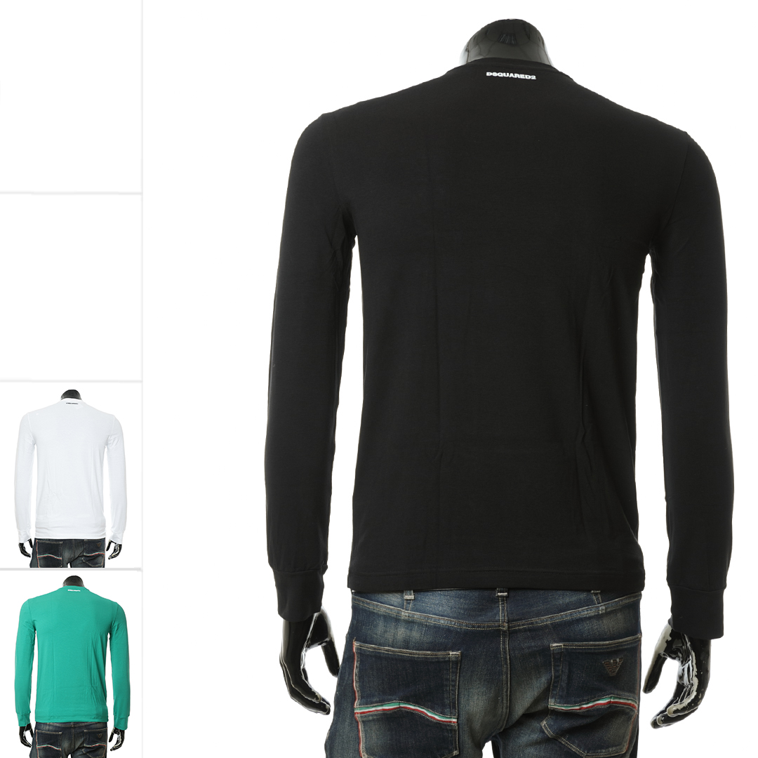 DSQUARED2 D2次方 男士修身弹力时尚休闲圆领长袖T恤 D9M105460