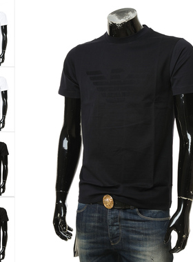 Armani/阿玛尼EA 男鹰标暗纹丝光棉修身短袖圆领T恤8N1TD2 1JGYZ