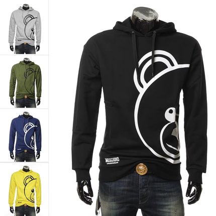 moschino/莫斯奇诺男士小熊图案休闲连帽套头卫衣 A1717 8111