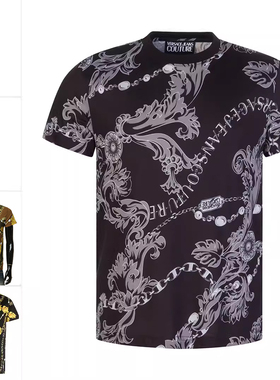 Versace/范思哲VJ 男士潮牌奢华印花时尚短袖T恤 75GAH6S0 JS218