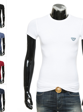 Armani/阿玛尼EA 男士简约鹰标修身弹力短袖圆领T恤111035 2R512