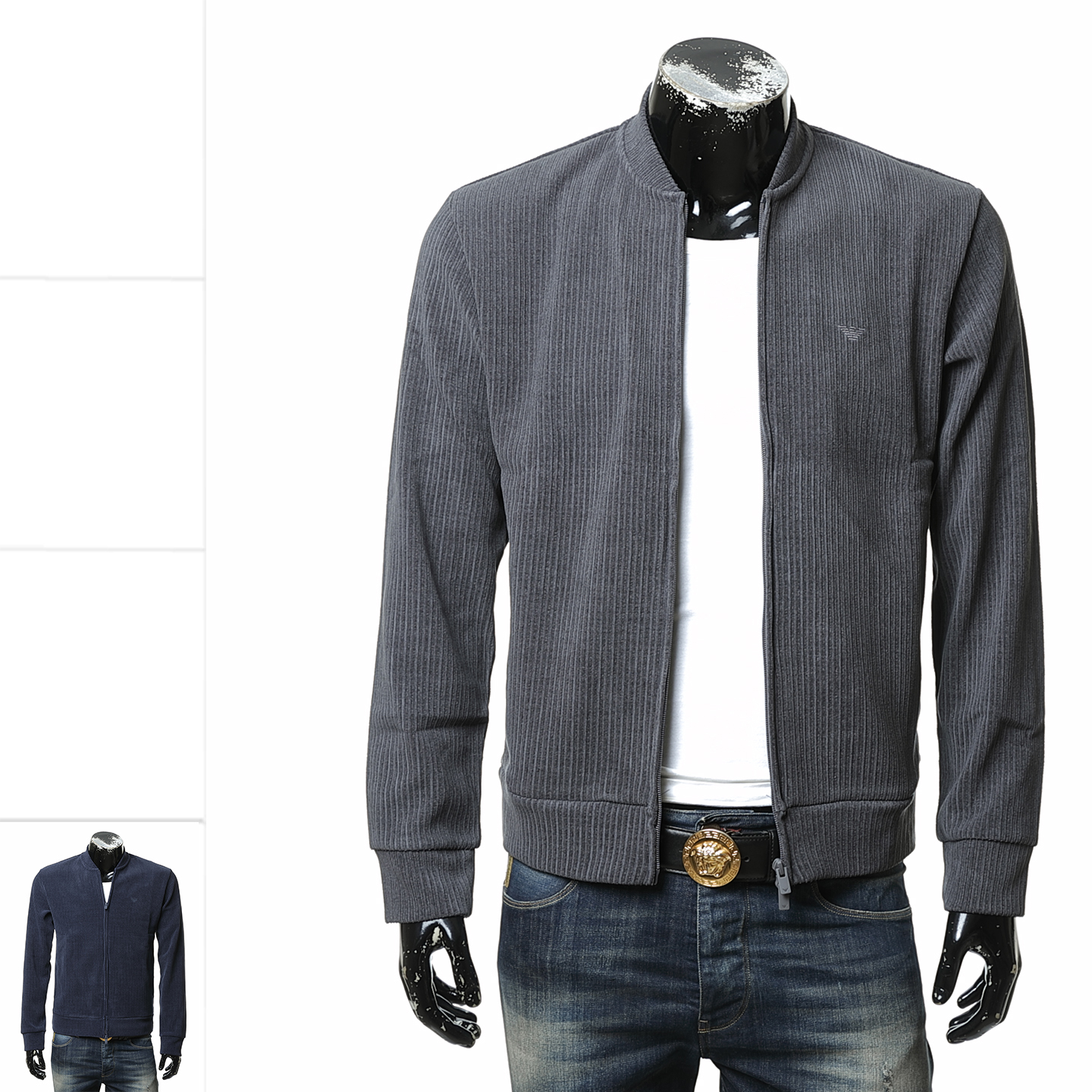 阿玛尼男刺绣鹰标保暖灯芯绒夹克