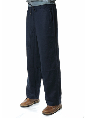 Armani/阿玛尼EA 男士鹰标舒适亚麻长裤休闲裤 EM000586 AF12356