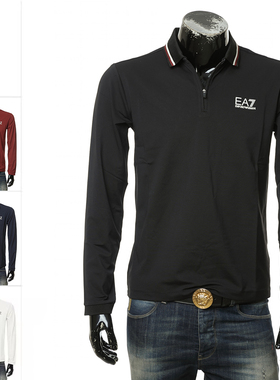 Armani/阿玛尼EA7 男士修身弹力拉链领长袖POLO衫 6DPF18 PJ27Z