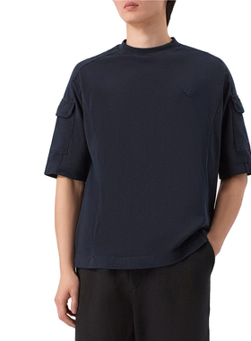 Armani/阿玛尼EA 男士刺绣鹰标宽松短袖T恤 EM004910 AF13715