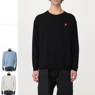 FE55PU3813LB 潮牌刺绣小花纯羊毛保暖毛衣 KENZO高田贤三 男士