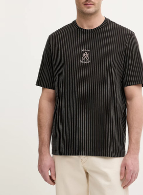 Armani/阿玛尼AX 男士时尚条纹纯棉圆领短袖T恤 XM001791 AF10356