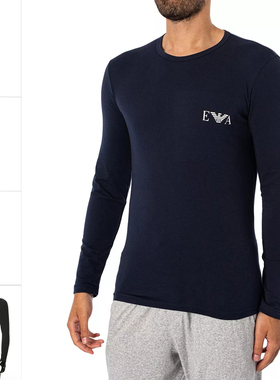 Armani/阿玛尼EA 男士鹰标修身弹力时尚休闲长袖T恤 111023 4F715