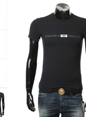 Armani/阿玛尼EA 男士鹰标修身弹力休闲圆领短袖T恤 111971 4F525