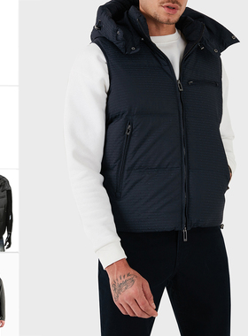 Armani/阿玛尼EA 男士时尚保暖连帽背心羽绒服外套 6D1B66 1NNXZ