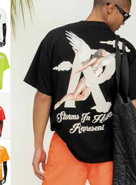 REPRESENT 潮牌 男士天使图案时尚休闲短袖圆领T恤 M05229