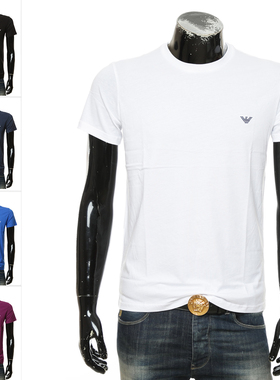 Armani/阿玛尼EA 男士刺绣鹰标舒适纯棉时尚短袖T恤 211818 4R482