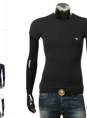 Armani/阿玛尼EA 男士时尚休闲鹰标修身弹力短袖T恤111035 4F512