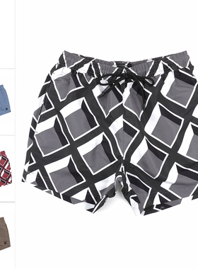 Hugo Boss黑标男士经典格纹沙滩裤短裤休闲裤 50518968 10261220