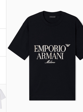 Armani/阿玛尼EA 男士纯棉刺绣鹰标圆领短袖T恤 EM005359 AF13715