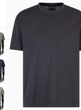 Armani/阿玛尼EA 男士老花鹰标时尚休闲短袖T恤 EM000787 AF12916