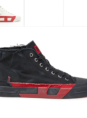 Diesel迪赛 男士潮牌做旧高帮帆布鞋 Y03723 P8114