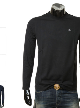 PAUL & SHARK鲨鱼 男士简约LOGO网球穿搭长袖圆领T恤 C0P1093