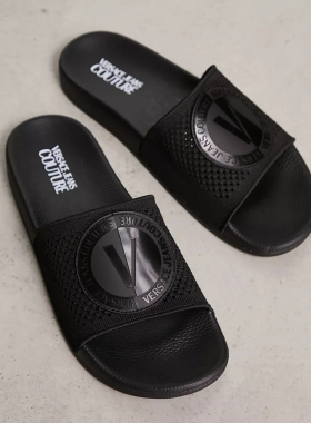 Versace/范思哲VJ 男士潮牌时尚休闲一字拖拖鞋 74YA3SQ9 ZS641