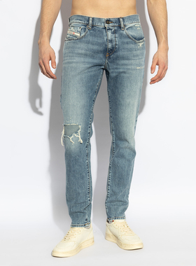 Diesel迪赛 2019 D-STRUKT 男士破洞水洗长裤牛仔裤 A03558 09L34