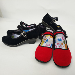 六一儿童合唱团演出服布鞋男女童黑布鞋中低跟舞蹈鞋老布鞋表演鞋