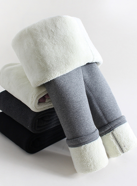 女童打底裤灰色加绒加厚羊羔绒一体绒超厚冬季儿童保暖裤宝宝长裤