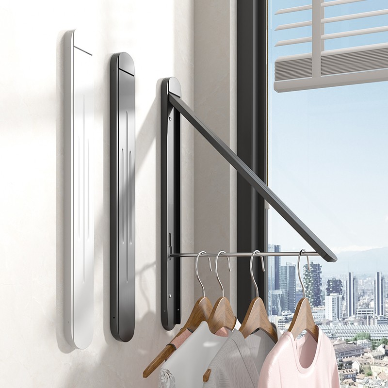 封窗阳台晾衣神器折叠晾衣架室内家用不占地的壁挂式免打孔小户型