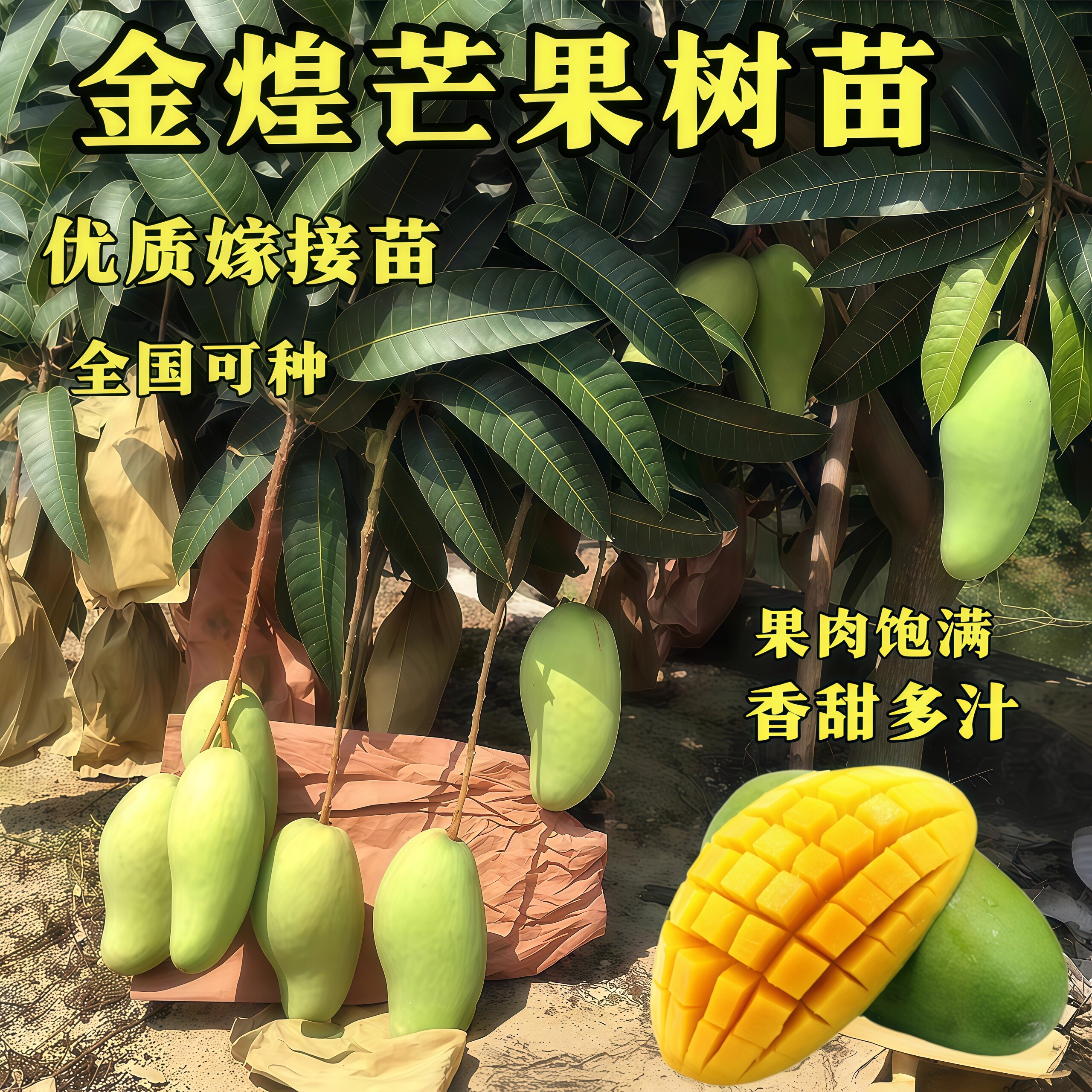 金煌芒果树苗嫁接苗盆栽果树苗优质芒果全国可种香甜多汁庭院地栽