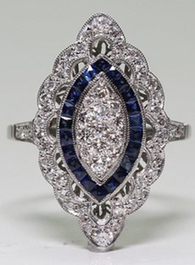 华杰 wish跨境热卖奢华托帕石戒指 欧美流行时尚女性订婚戒指饰品