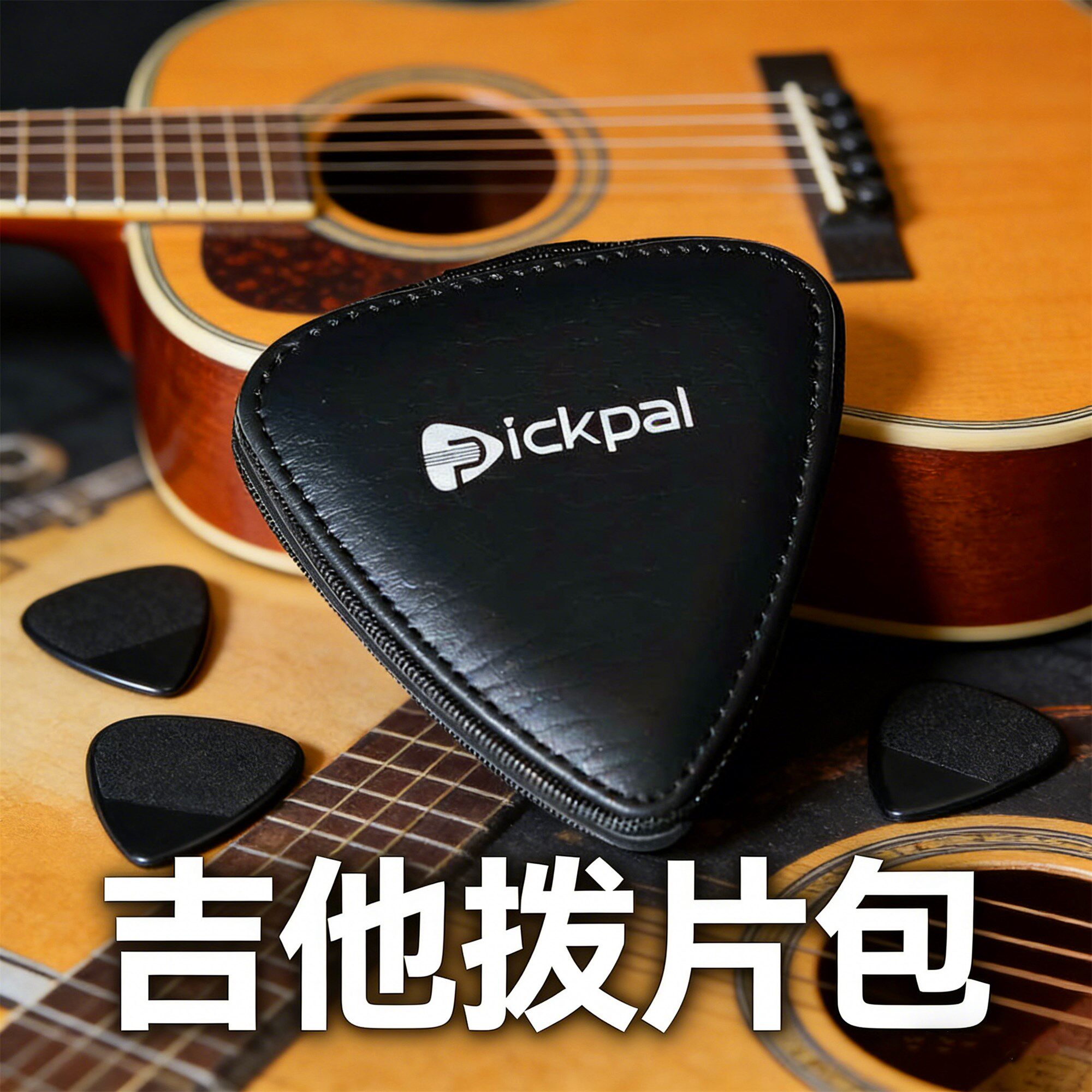 吉他拨片收纳包个性便携pu皮革吉他拨片保护套电吉他拨片夹子配件