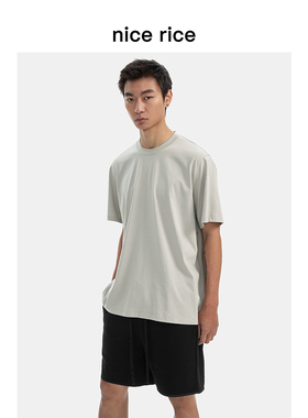 nice rice好饭 凉感纤维185G休闲针织T恤圆领短袖男宽松NFX02015