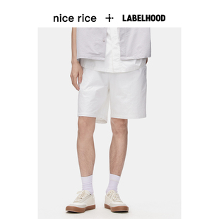 rice好饭 nice LABELHOOD微皱肌理直筒休闲梭织短裤 NGX11083