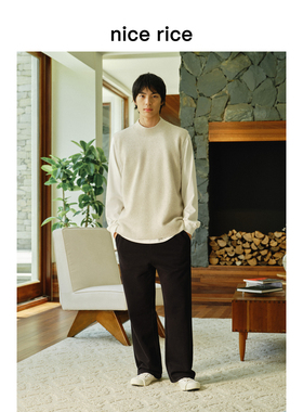nice rice好饭 冬季365G磨毛毛圈布抽绳直筒休闲针织卫裤NGD12042
