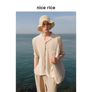 26夏季 针织开衫 宽松古巴领休闲短袖 新品 nice rice好饭 男NIX05062