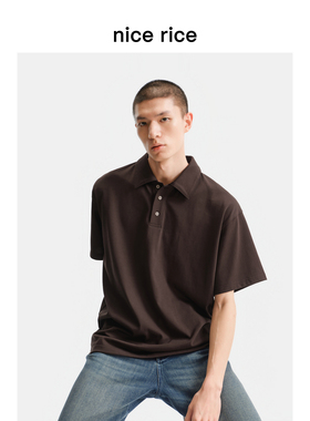 nice rice好饭 25秋季新品305G全棉宽松Polo领五分袖T恤NHQ02012