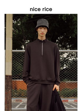 nice rice好饭 26春季新品330G宽松短款半高领拉链卫衣NIC04057