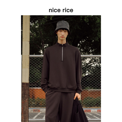 nicerice好饭半高领拉链卫衣