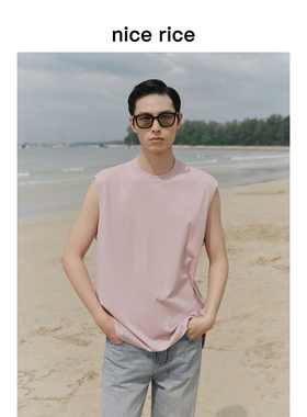 nice rice好饭 舒棉弹200G圆领宽肩下摆侧开衩宽松背心NGX01045