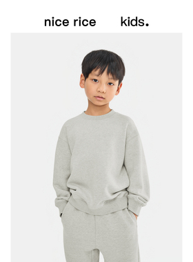 nice rice好饭 秋冬童装390G有机棉罗纹宽松休闲圆领卫衣NGQ04053