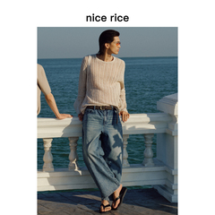 nice rice好饭 春季13.4盎司全棉复古水洗男士阔腿牛仔裤NHC13045