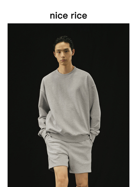 nice rice好饭 r.系列500G反面拉绒宽松全棉针织圆领卫衣NEC04095