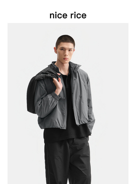 nice rice好饭 春季短款立领宽松休闲拉链男士夹克外套NHC06031