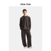 rice好饭 25冬季 新品 nice 380G纯色宽松条绒垂感针织卫裤 NHD12064