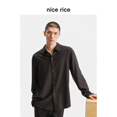 衬衫 nice 男NHQ03006 新品 绵羊毛混纺翻领直身长袖 rice好饭 25秋季