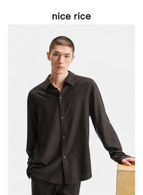 nice rice好饭 25秋季新品绵羊毛混纺翻领直身长袖衬衫男NHQ03006
