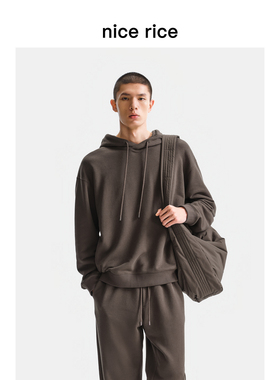 nice rice好饭 25秋季新品400G宽松肌理纯色连帽卫衣男NHQ04043