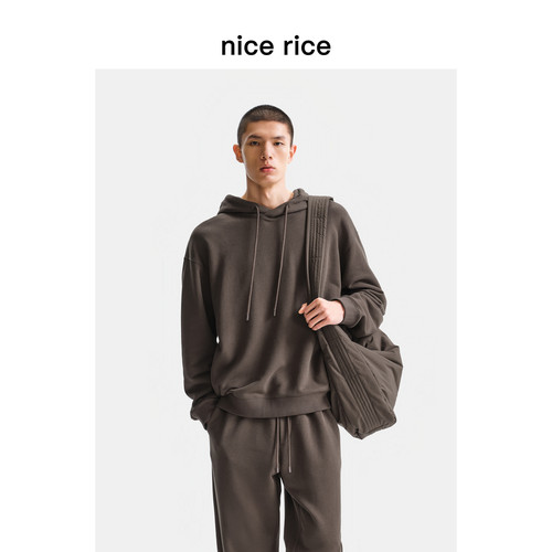 nicerice好饭宽松肌理连帽卫衣