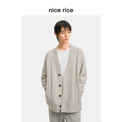 nicerice好饭绞花羊毛开衫毛衣